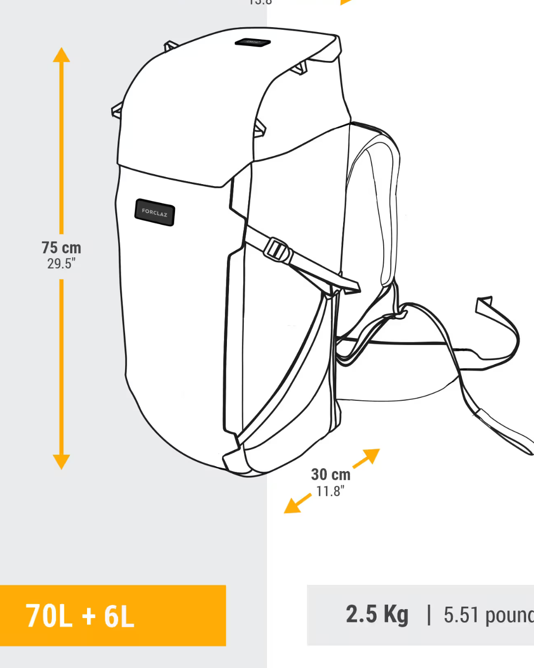 Sac a dos forclaz 70l + 6l - Voyage et trekking - Travel 900