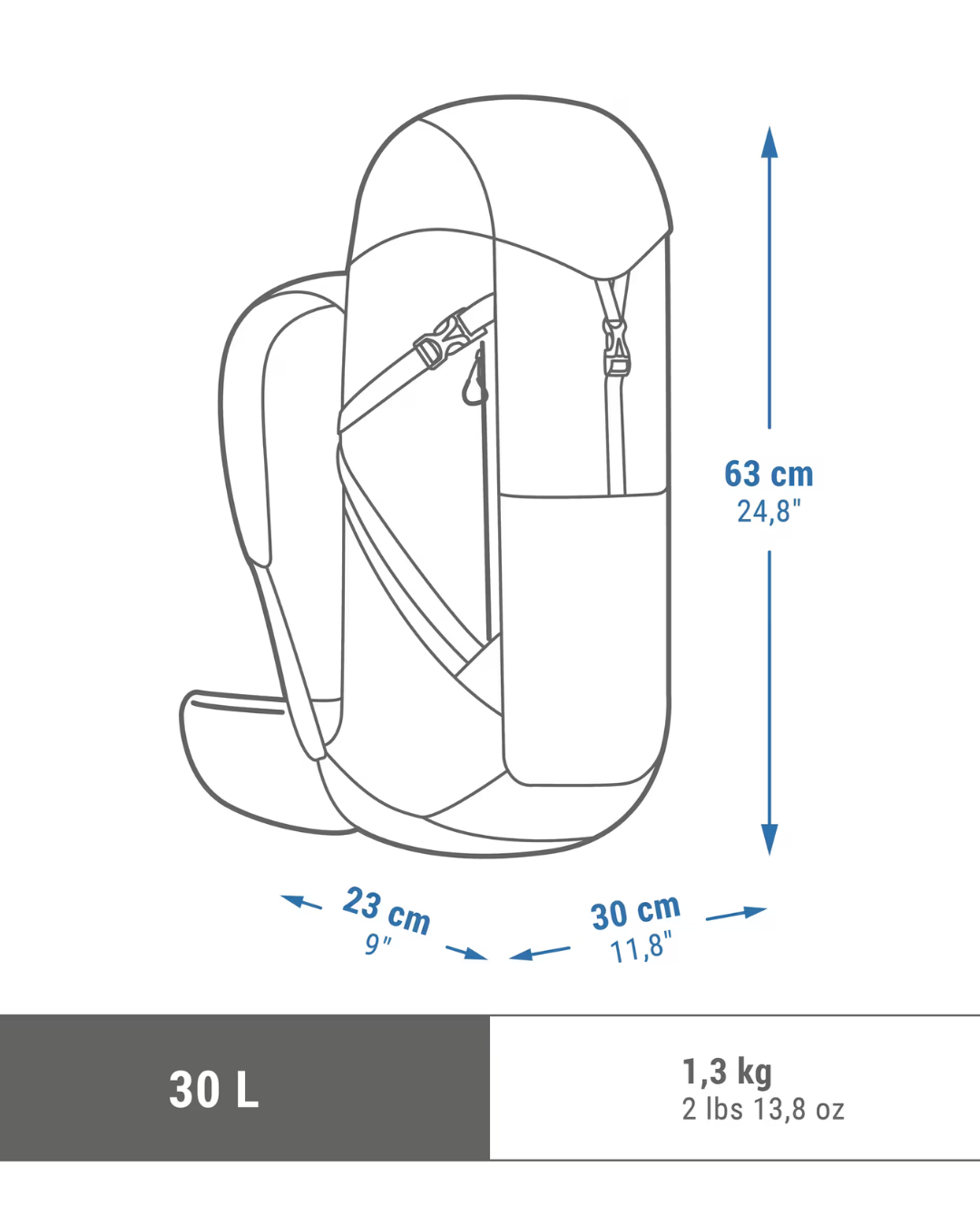 sac à dos quechua 30l dimensions